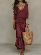 Regina | Vestido Satinado con Jersey Integrado