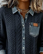 Wendy | Camisa de Manga Larga con parches de Denim - Inés Atelier