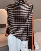 Linea™ – Eleganter Pullover mit Hohem Kragen und Geometrischem Muster - Street Atelier