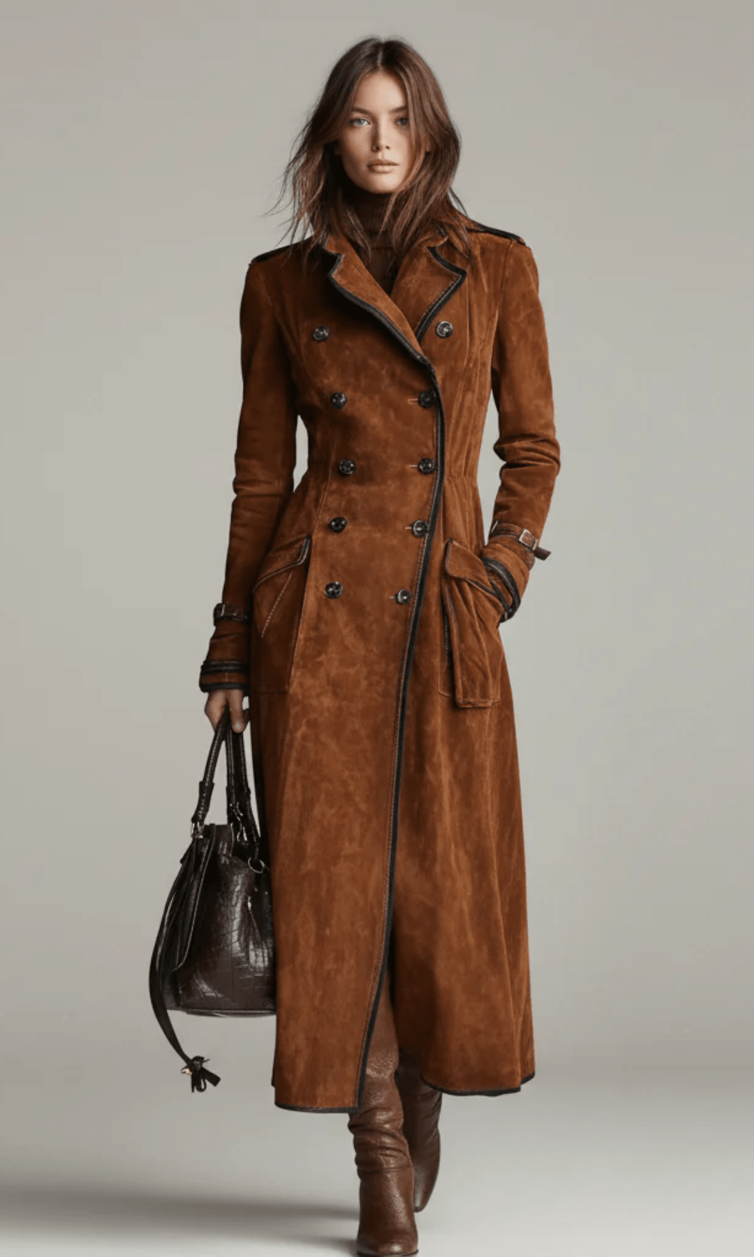 Ana™ - Chaqueta larga de ante vegano - Street Atelier