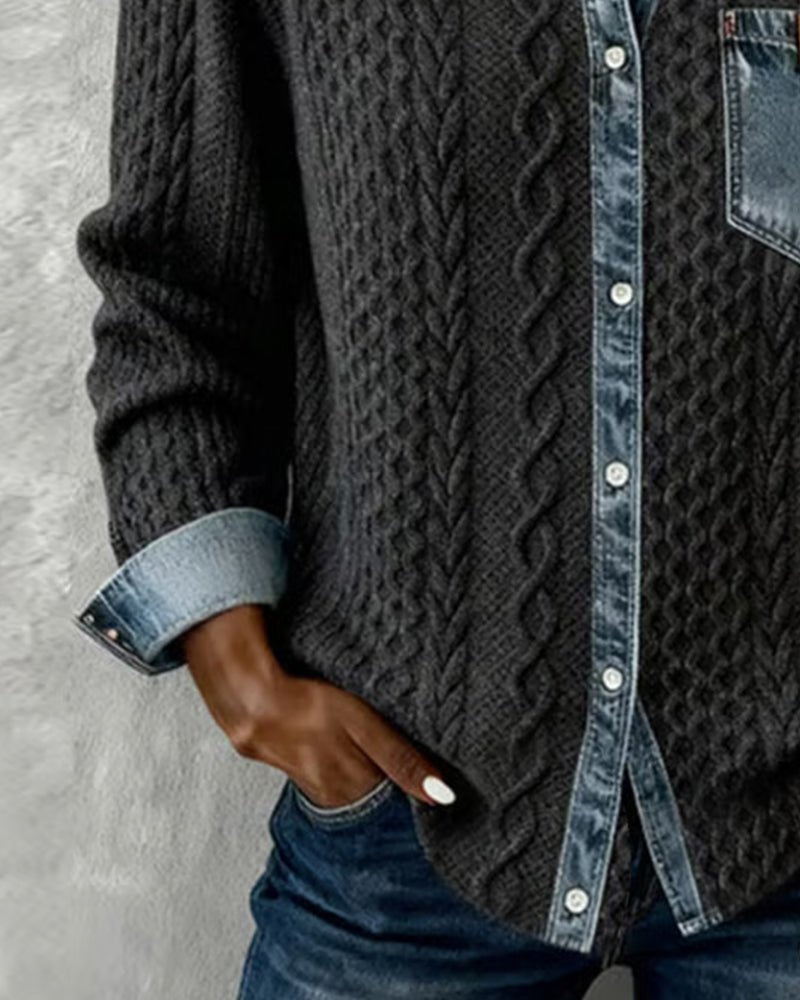 Wendy | Camisa de Manga Larga con parches de Denim - Inés Atelier