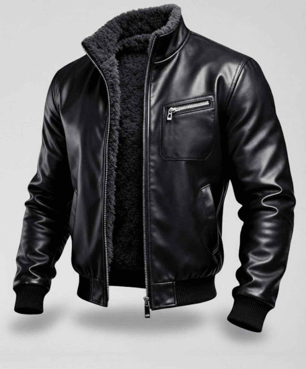 RUBÉN™ | CHAQUETA DE CUERO NEGRO CÁLIDO CON FORRO DE SHERPA - Street Atelier