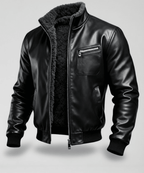 RUBÉN™ | CHAQUETA DE CUERO NEGRO CÁLIDO CON FORRO DE SHERPA - Street Atelier