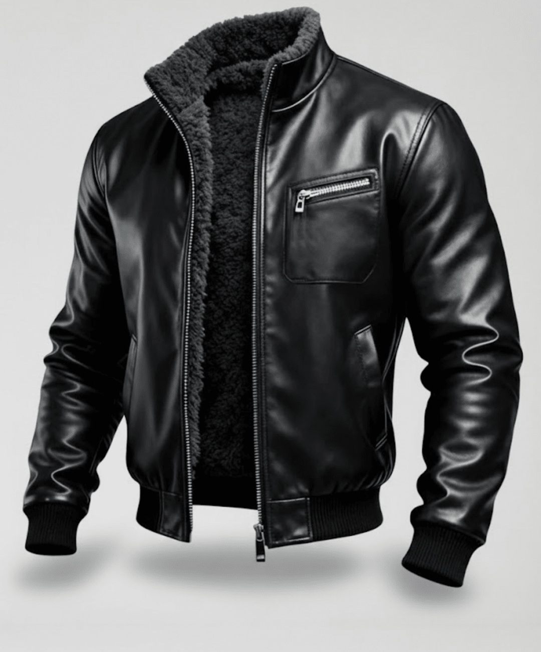 RUBÉN™ | CHAQUETA DE CUERO NEGRO CÁLIDO CON FORRO DE SHERPA - Street Atelier