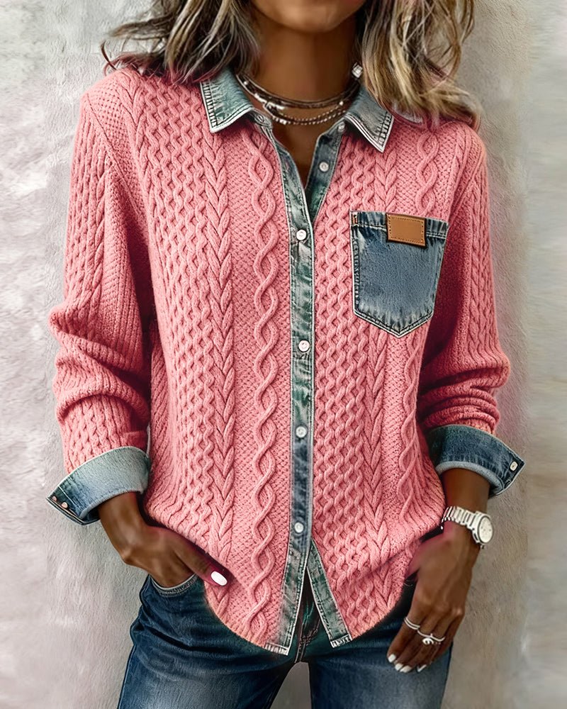 Wendy | Camisa de Manga Larga con parches de Denim - Inés Atelier