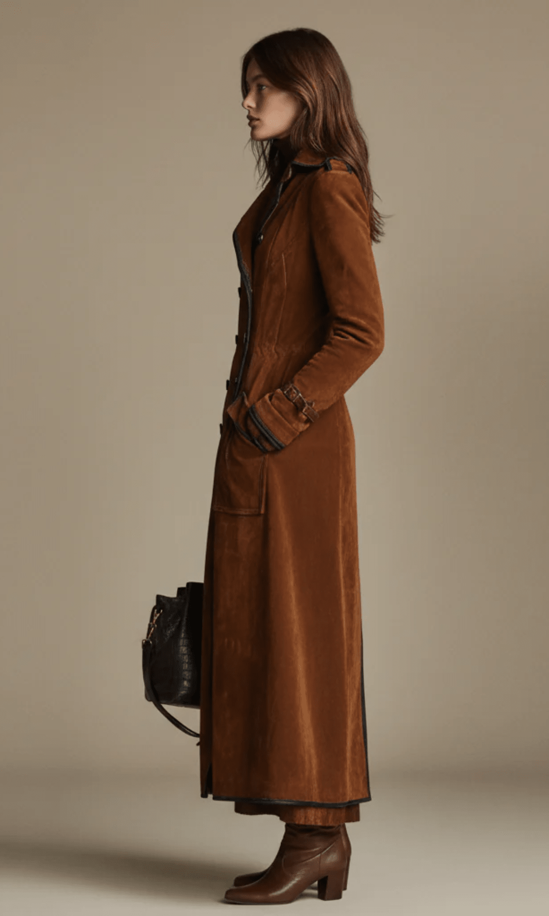 Ana™ - Chaqueta larga de ante vegano - Street Atelier