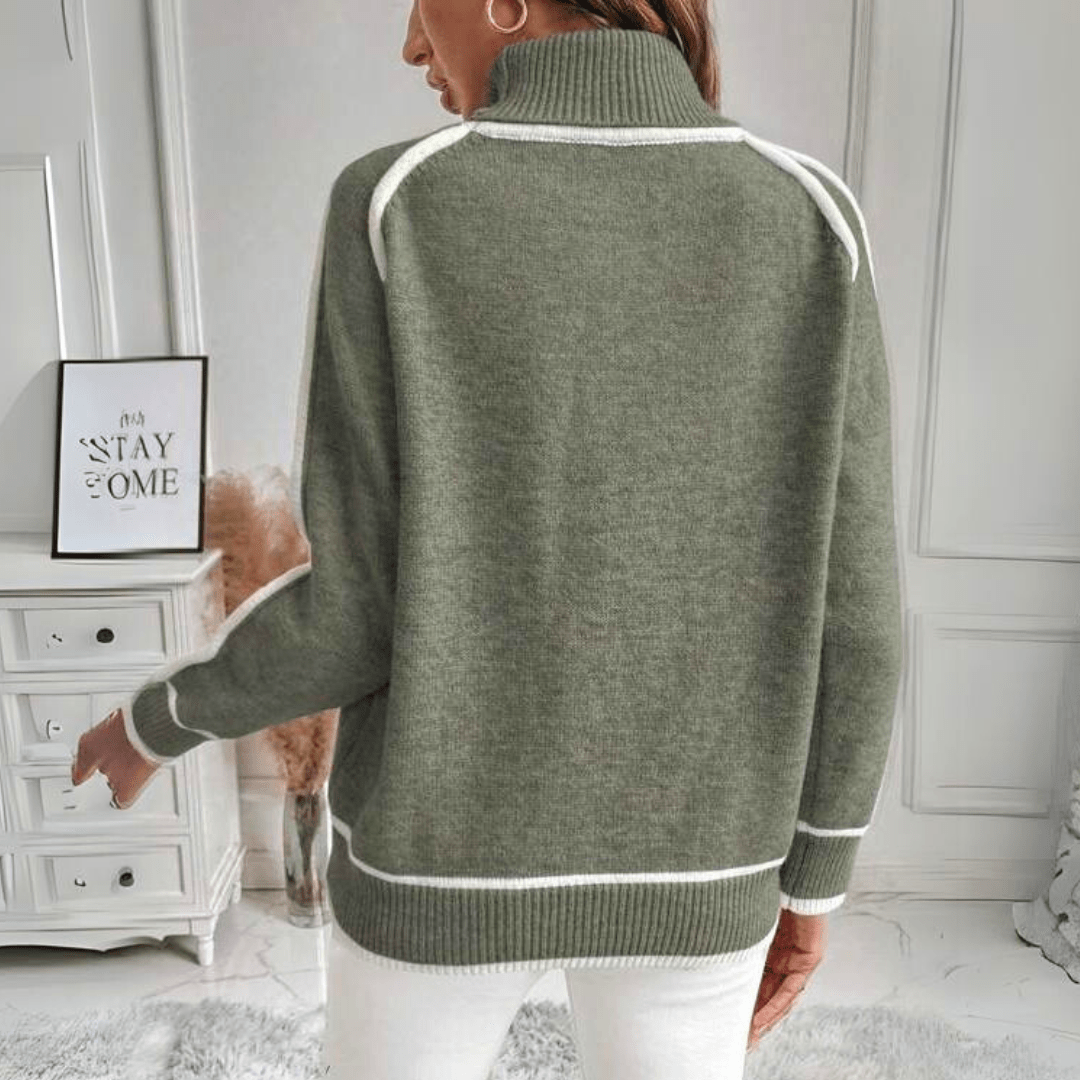 Pullover mit Kontrastbesatz – Schicker Komfort mit moderner Eleganz - Street Atelier