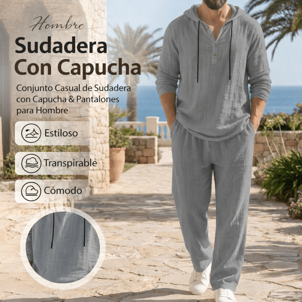 Hugo | Conjunto de 2 piezas para hombre: camiseta holgada con capucha y pantalones - Inés Atelier