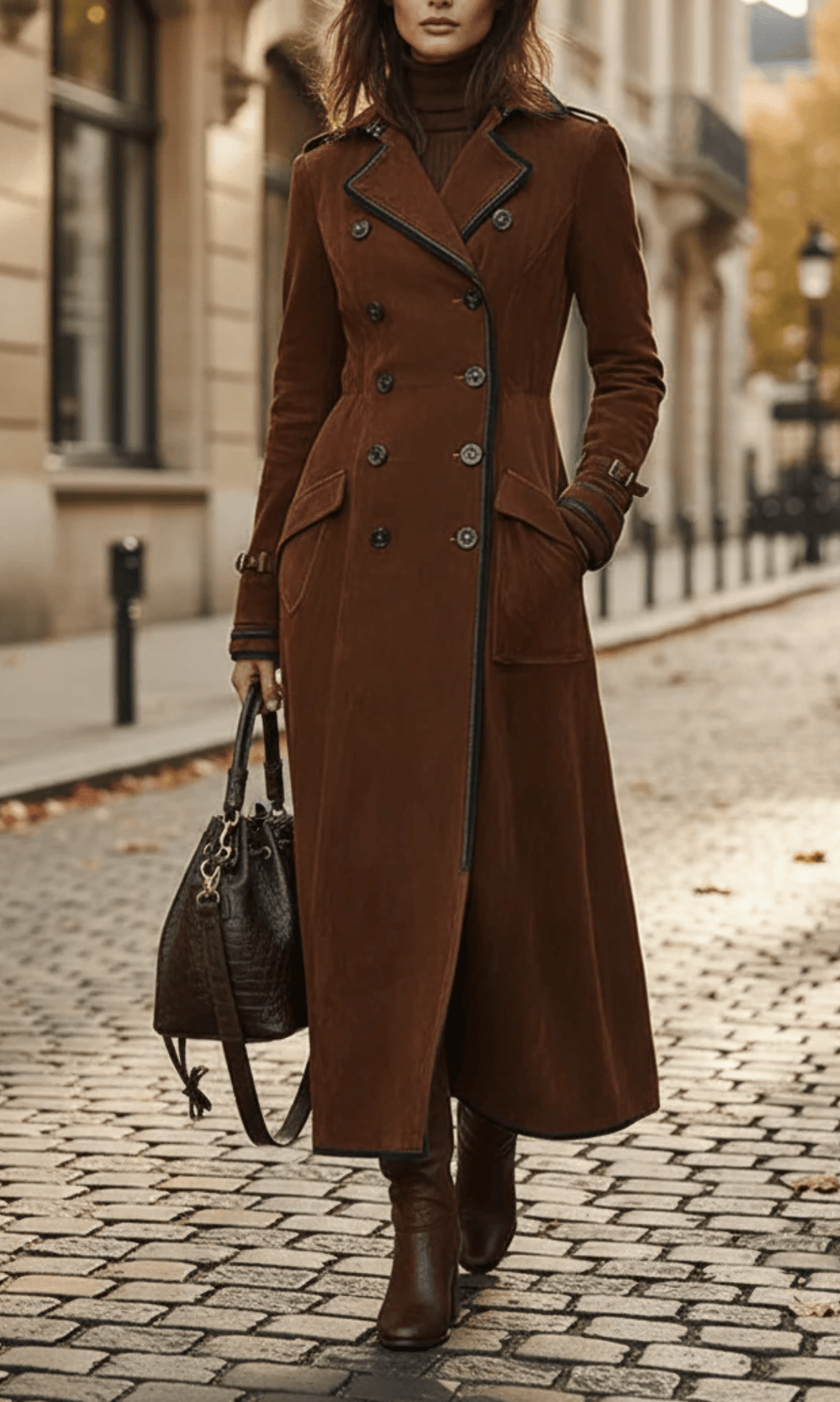 Ana™ - Chaqueta larga de ante vegano - Street Atelier
