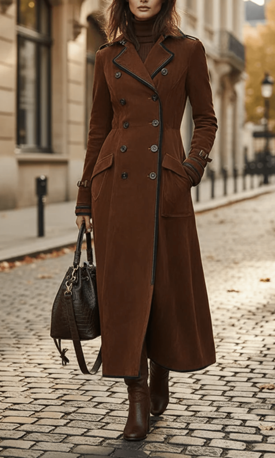 Ana™ - Chaqueta larga de ante vegano - Street Atelier