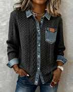 Wendy | Camisa de Manga Larga con parches de Denim - Inés Atelier