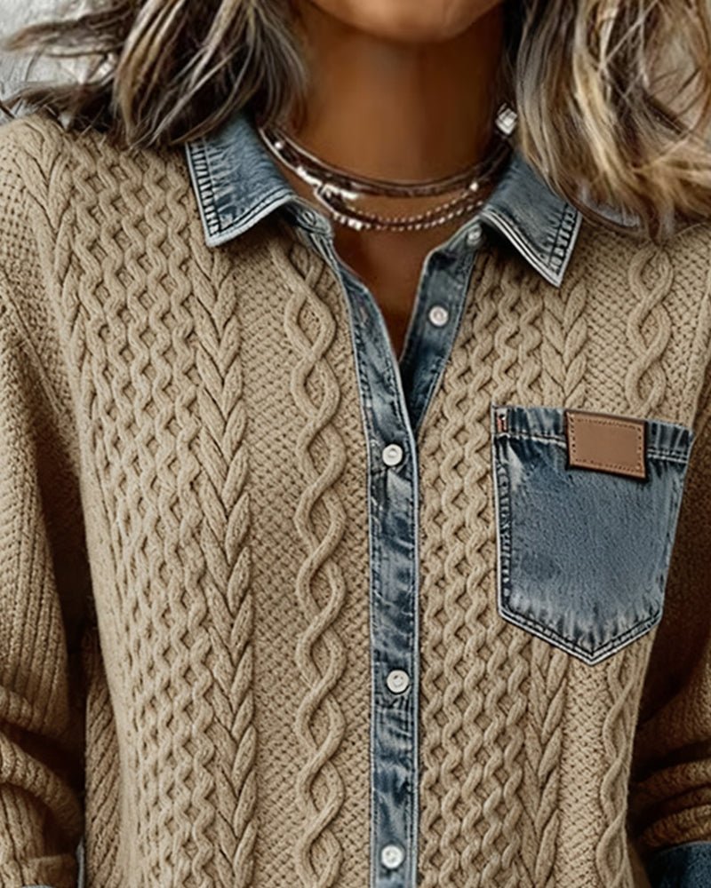 Wendy | Camisa de Manga Larga con parches de Denim - Inés Atelier
