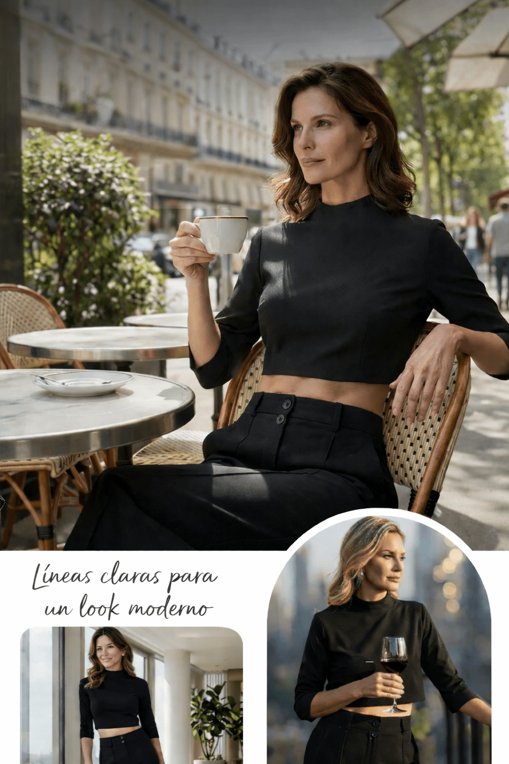 Celia | Elegante conjunto compuesto por top corto y pantalón ancho para mujer. - Inés Atelier