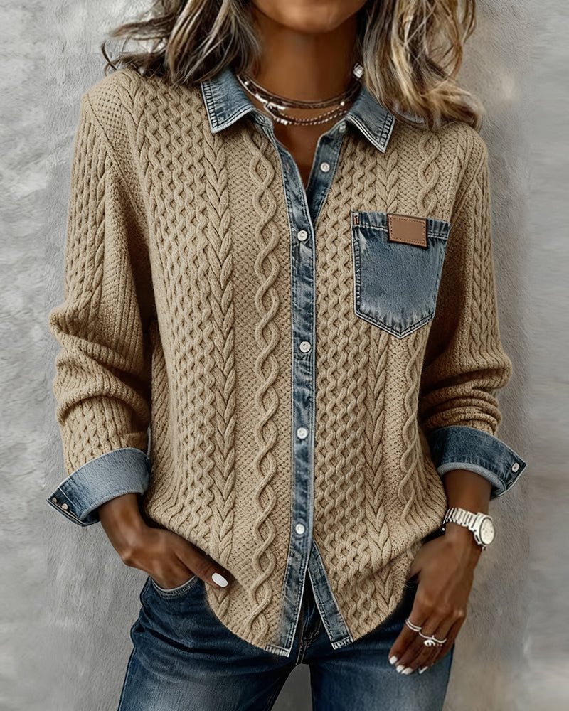 Wendy | Camisa de Manga Larga con parches de Denim - Inés Atelier