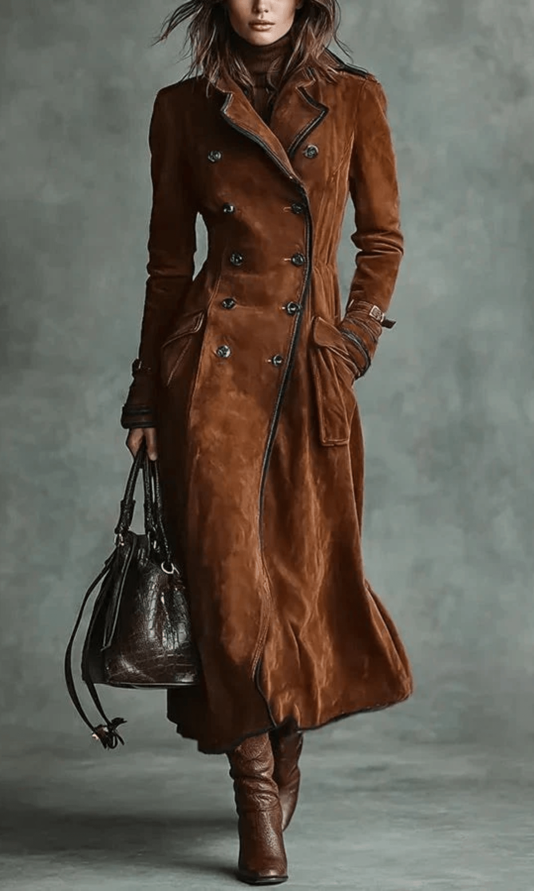 Ana™ - Chaqueta larga de ante vegano - Street Atelier