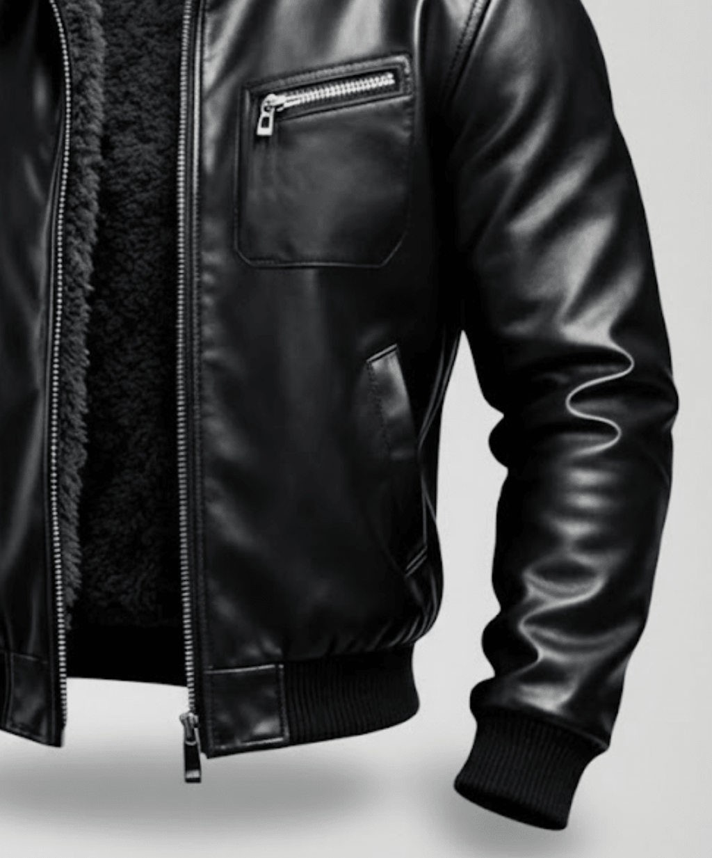RUBÉN™ | CHAQUETA DE CUERO NEGRO CÁLIDO CON FORRO DE SHERPA - Street Atelier