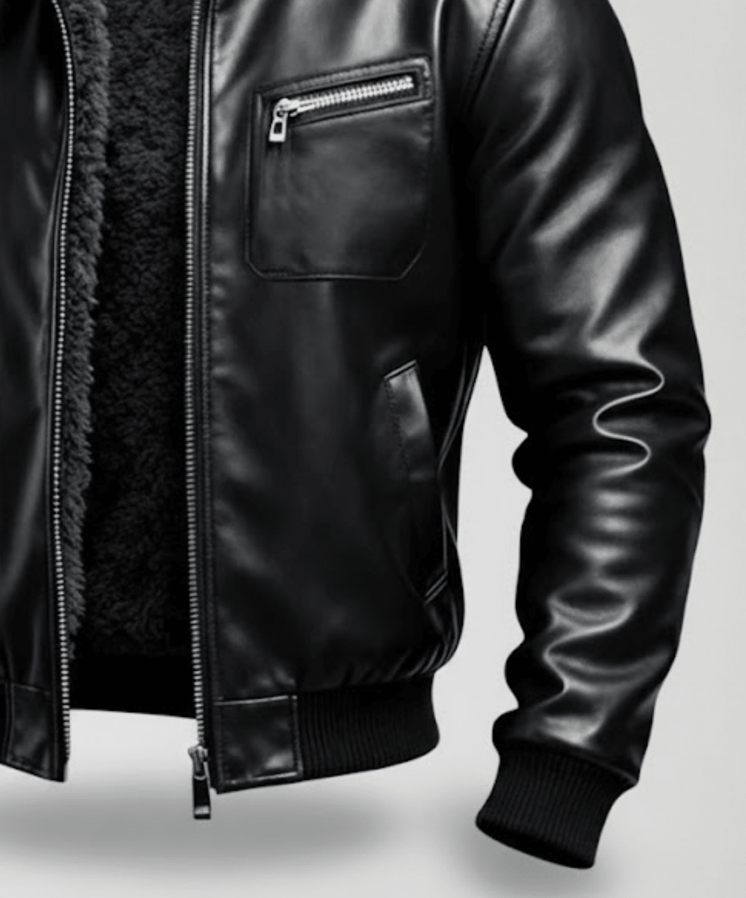 RUBÉN™ | CHAQUETA DE CUERO NEGRO CÁLIDO CON FORRO DE SHERPA - Street Atelier