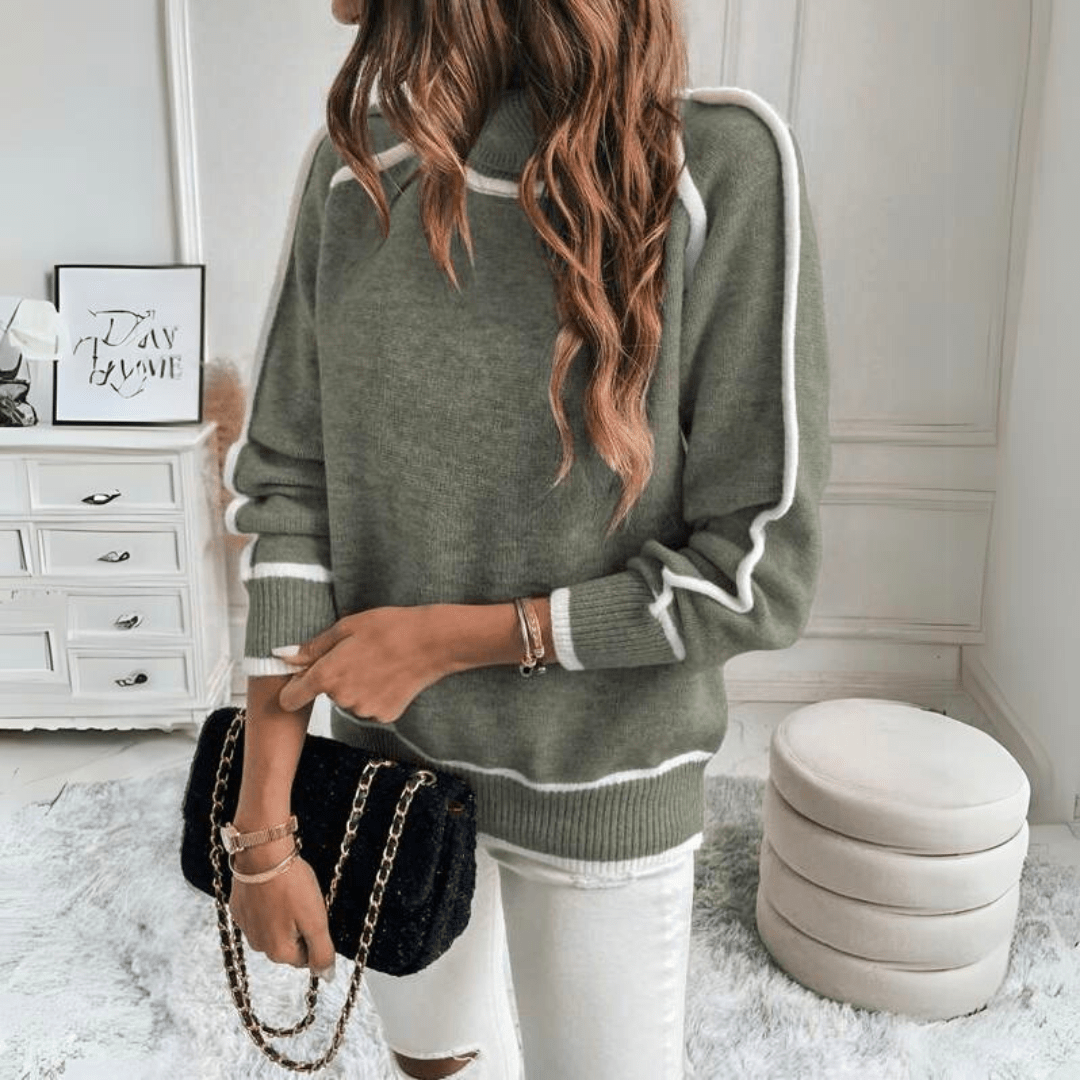Pullover mit Kontrastbesatz – Schicker Komfort mit moderner Eleganz - Street Atelier