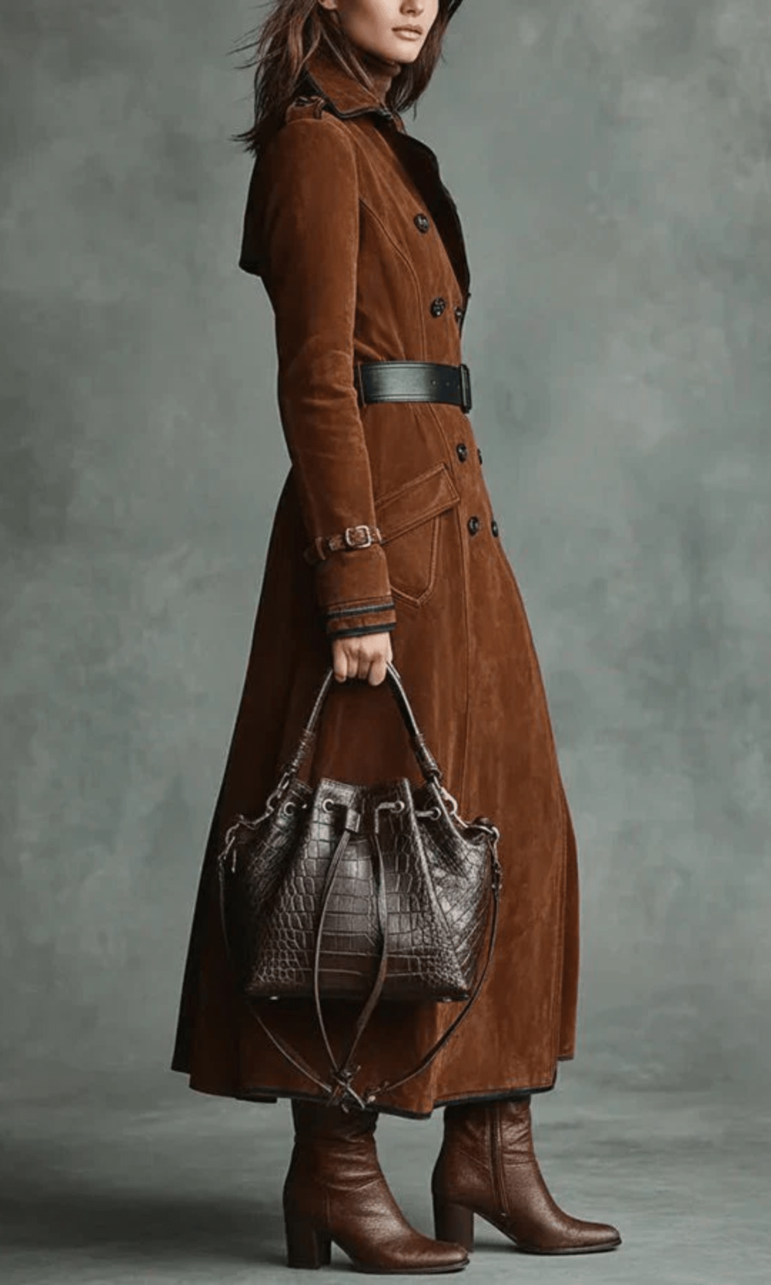 Ana™ - Chaqueta larga de ante vegano - Street Atelier