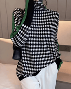 Linea™ – Eleganter Pullover mit Hohem Kragen und Geometrischem Muster - Street Atelier