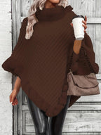 Zahara | Poncho de punto con ribete de piel sintética - Inés Atelier