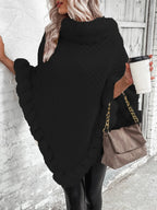 Zahara | Poncho de punto con ribete de piel sintética - Inés Atelier