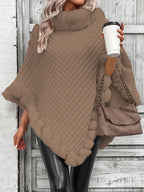 Zahara | Poncho de punto con ribete de piel sintética - Inés Atelier