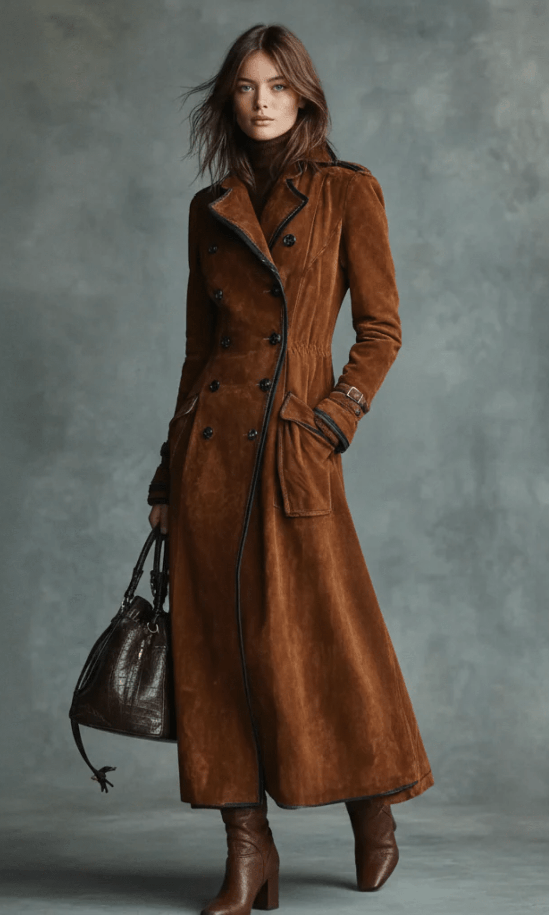 Ana™ - Chaqueta larga de ante vegano - Street Atelier