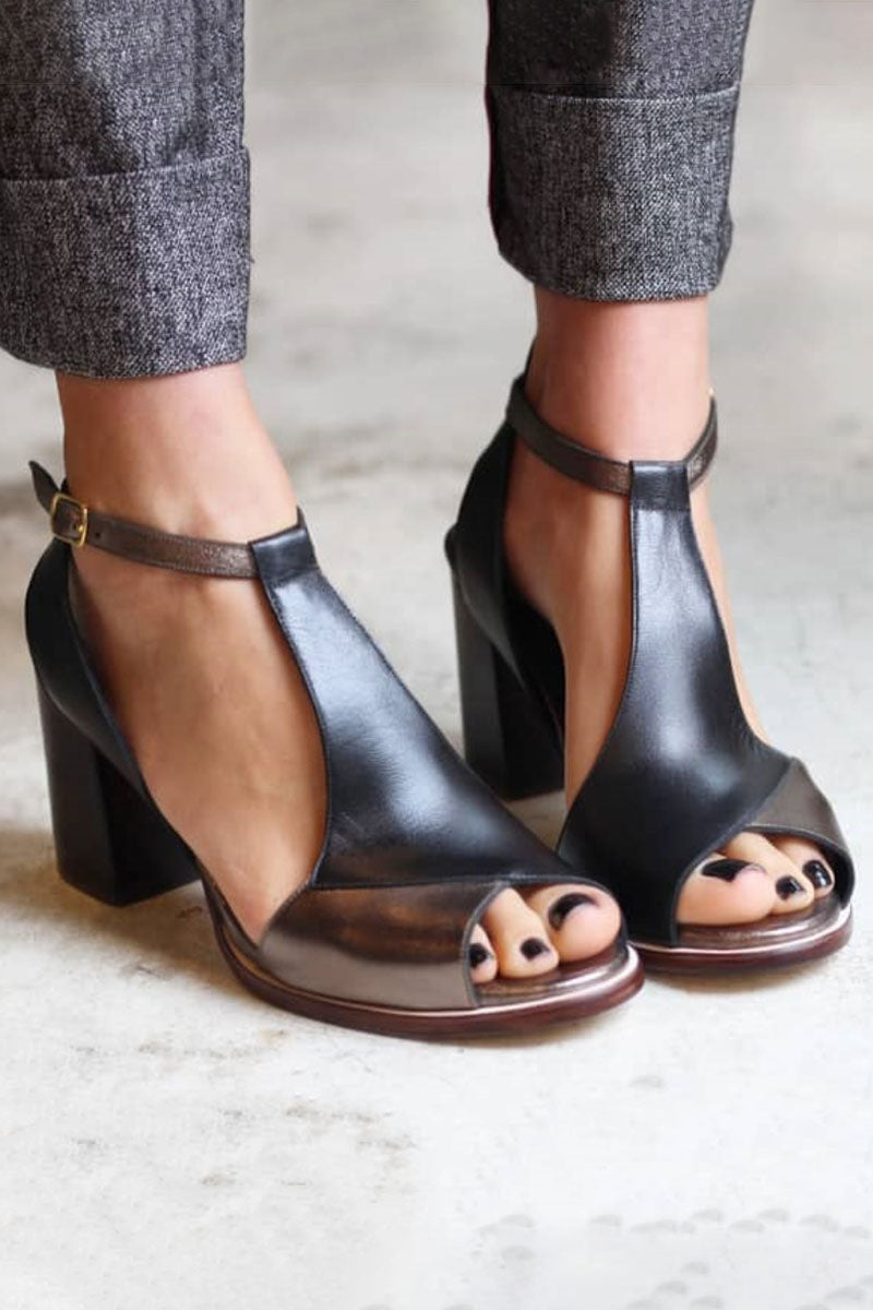 Mimosa | Sandalias Peep-Toe Patchwork – Estilo Sofisticado y Gran Estabilidad
