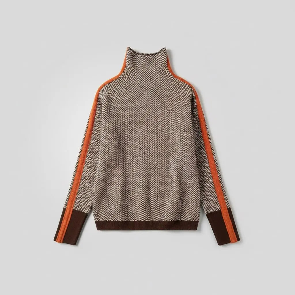 Adriana | Jersey Cuello alto con rayas en contraste