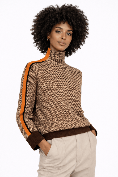 Adriana | Jersey Cuello alto con rayas en contraste - Street Atelier