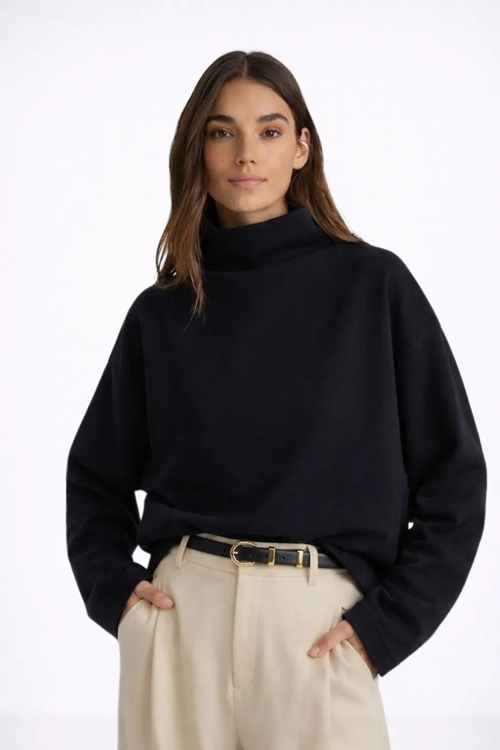 Alicia | Jersey de Cuello Alto Estilo Clásico