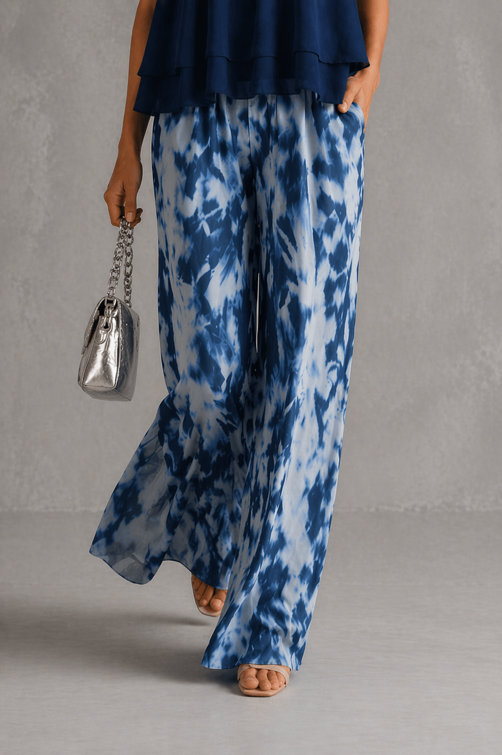Olimpia | Elegante conjunto con top sin mangas y pantalones anchos estampados