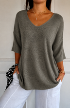 Jimena | Jersey de punto con mangas 3/4 y cuello en V.