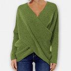 Strickpullover im Wickelstil – Eleganter grüner Komfort - Street Atelier