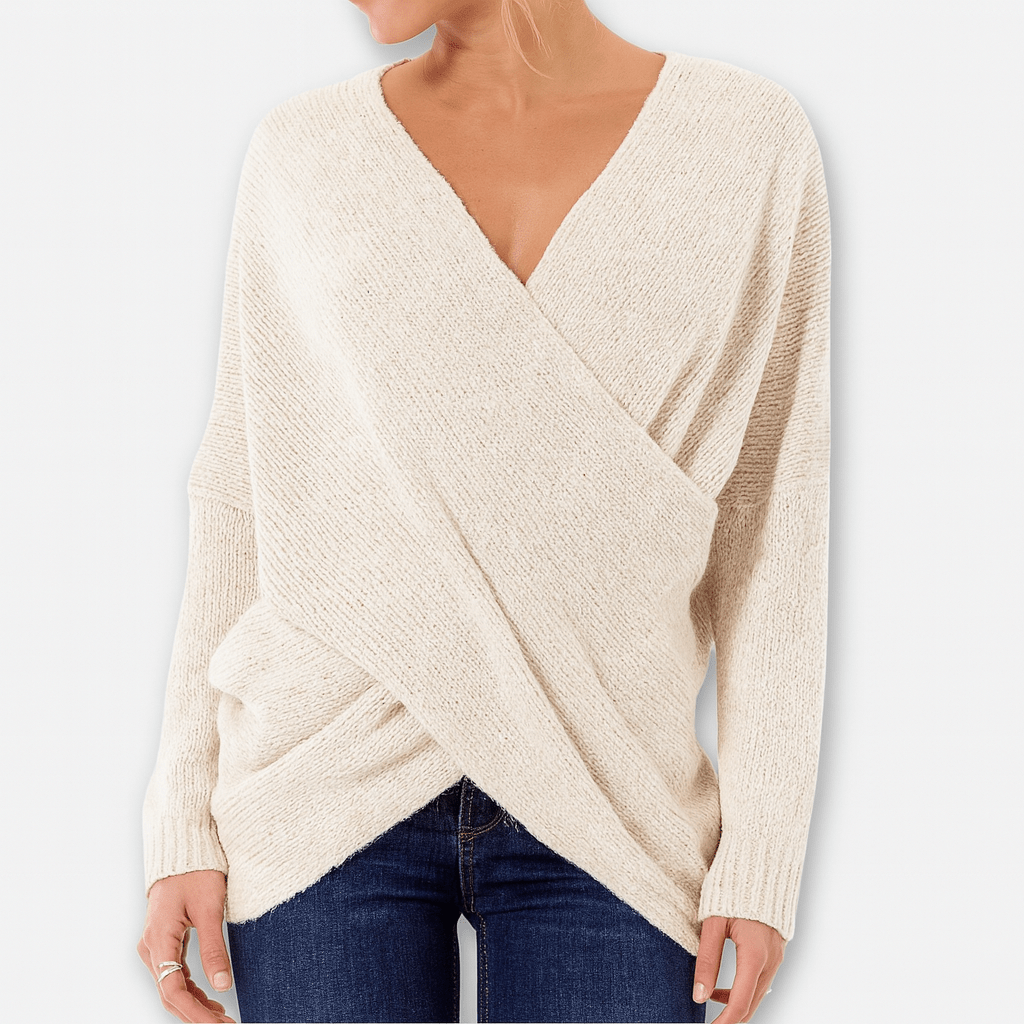 Strickpullover im Wickelstil – Eleganter grüner Komfort - Street Atelier