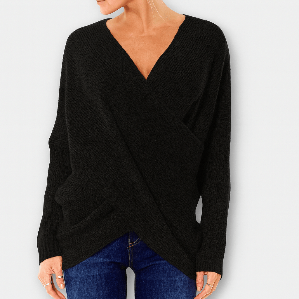 Strickpullover im Wickelstil – Eleganter grüner Komfort - Street Atelier