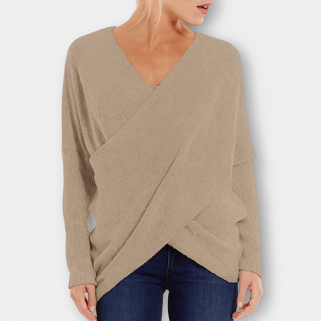 Strickpullover im Wickelstil – Eleganter grüner Komfort - Street Atelier