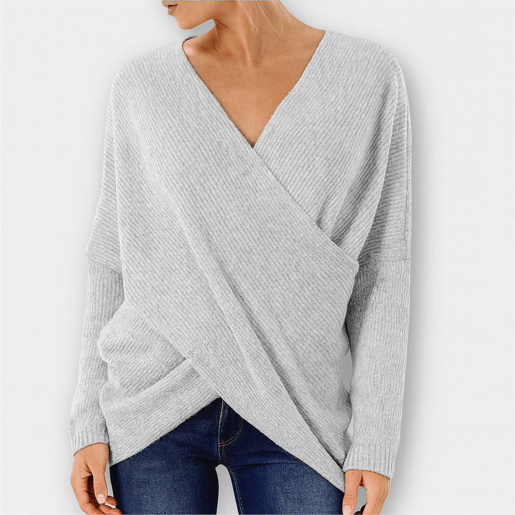 Strickpullover im Wickelstil – Eleganter grüner Komfort - Street Atelier