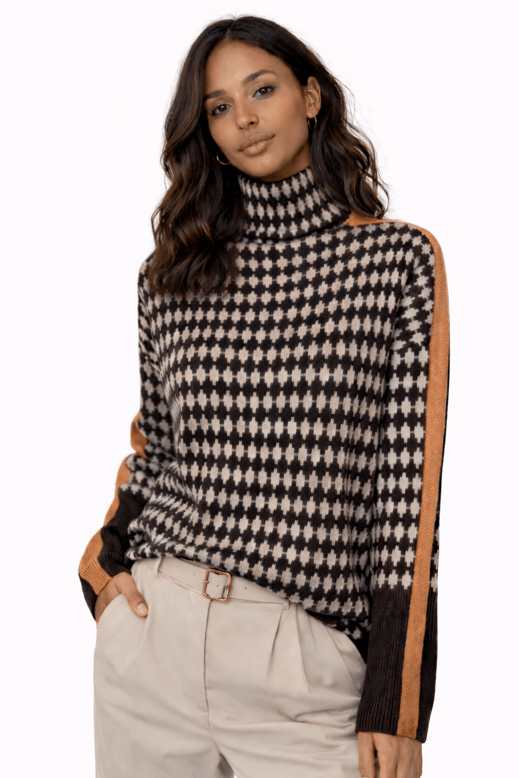 Chiara | Jersey de cuello alto y estampado geométrico - Street Atelier