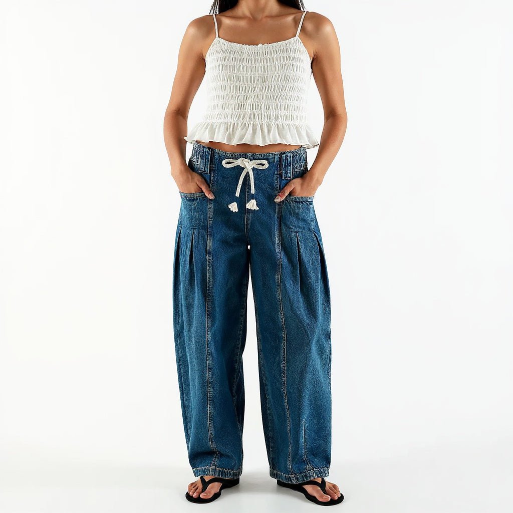 Marina |Vaqueros Anchos con Cordón - Inés Atelier