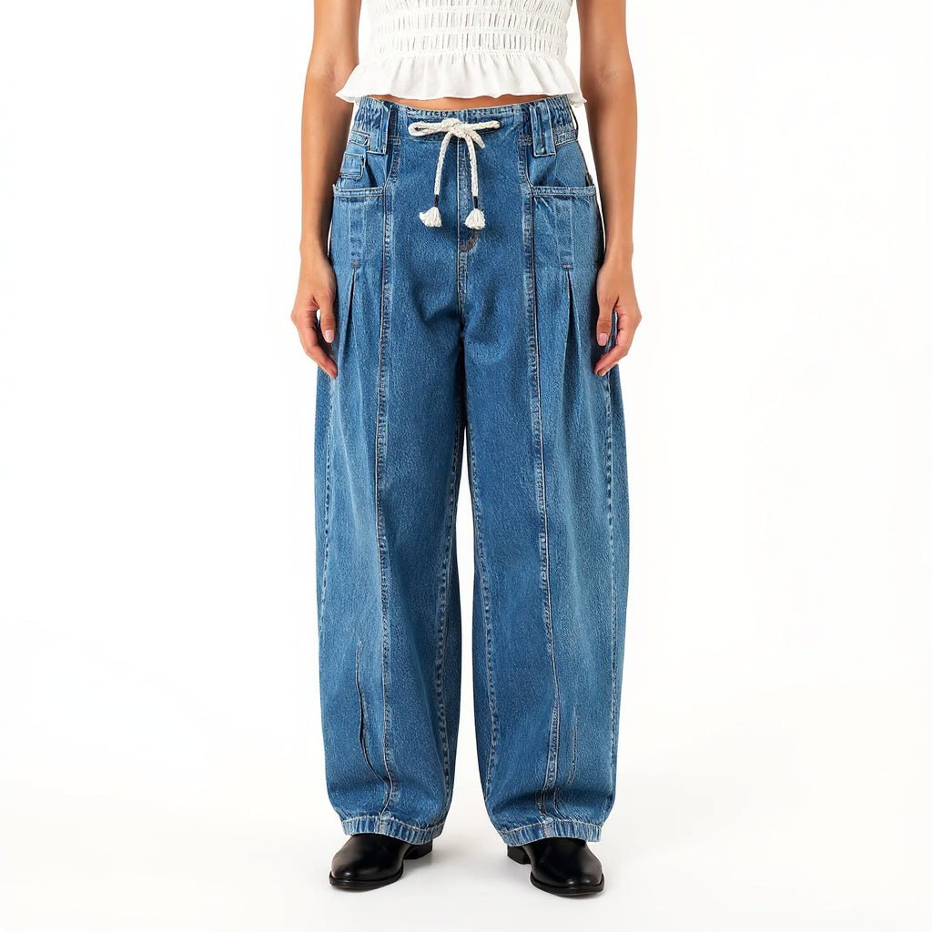 Marina |Vaqueros Anchos con Cordón - Inés Atelier