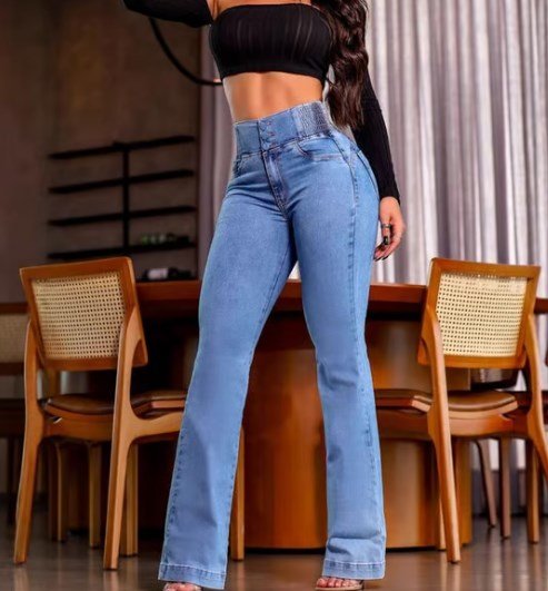Sara | Vaqueros elásticos con cintura alta - Inés Atelier