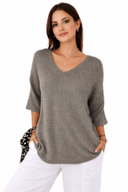 Jimena | Jersey de punto con mangas 3/4 y cuello en V. - Street Atelier