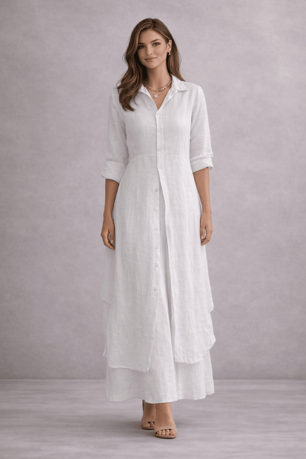 Noelia | Conjunto Vestido Camisero y Pantalón Lino - Street Atelier