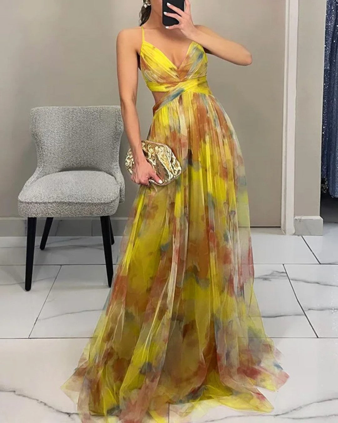 Brianna | Vestido largo con estampado floral