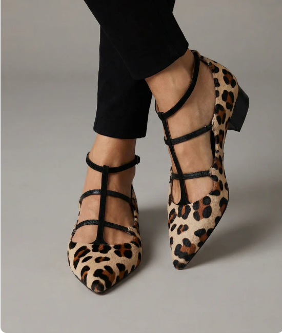 Narciso | Zapatos de tacón con correa estampado leopardo