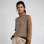 Adriana | Jersey Cuello alto con rayas en contraste - Inés Atelier
