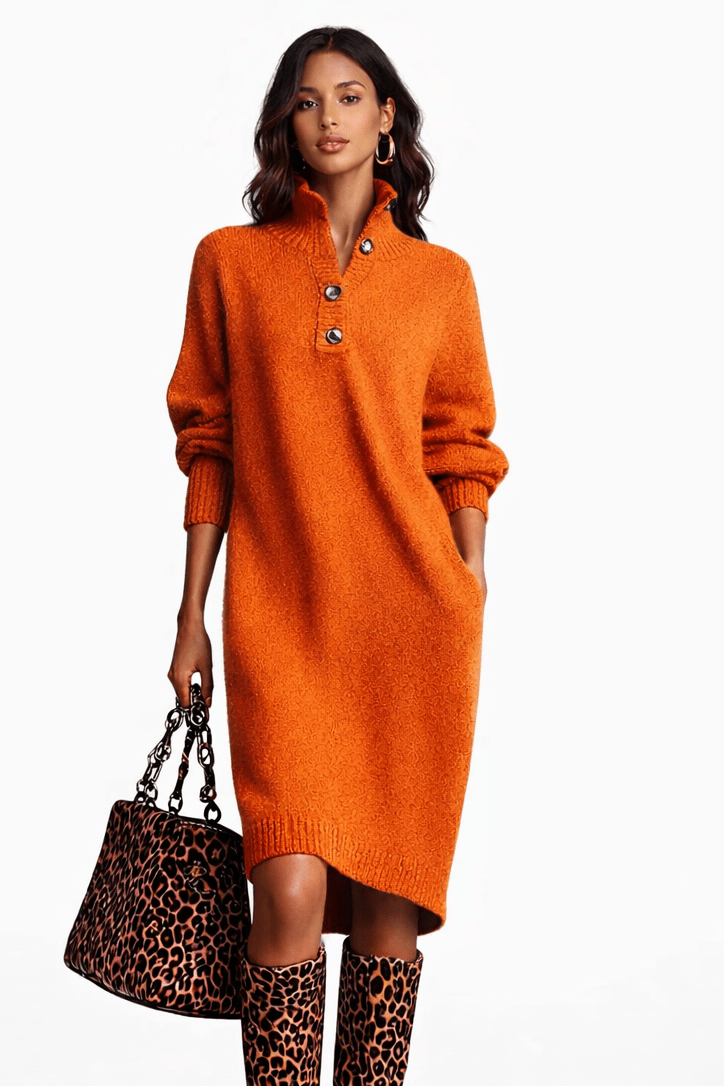 Valeria | Vestido de punto con botones - Street Atelier
