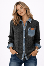 Wendy | Camisa de Manga Larga con parches de Denim - Street Atelier